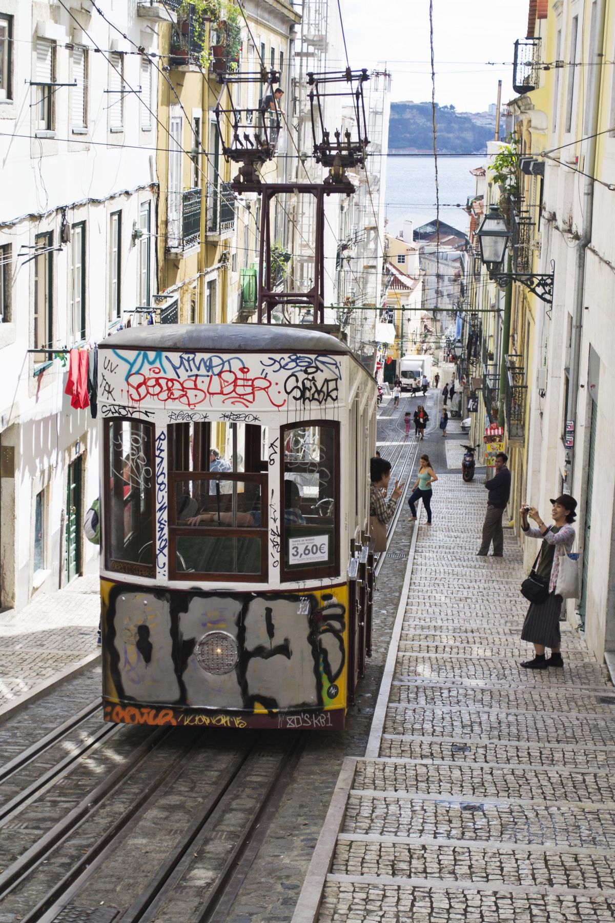 The Bica funicular tram, Lisbon